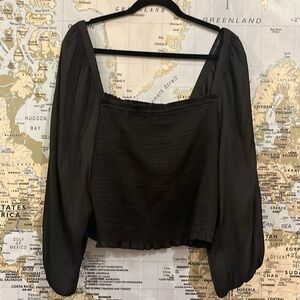 J Crew Satin Balloon Sleeve Shirt Black Size Large Sold